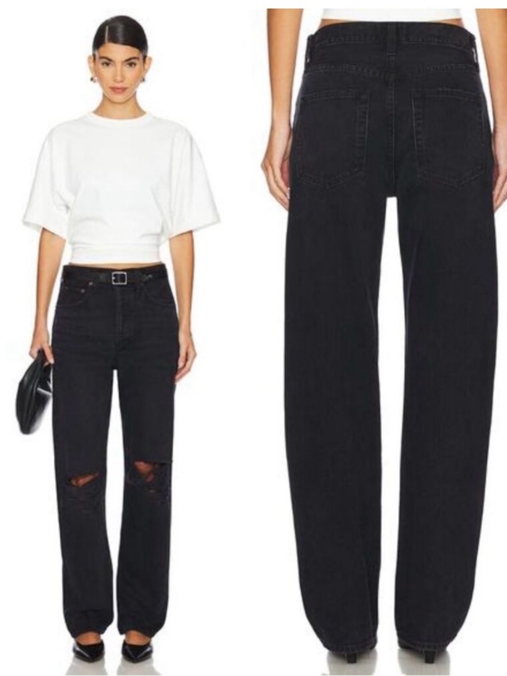 AGOLDE Kelly High Rise Relaxed Straight Jeans Size 32 Fuse Black